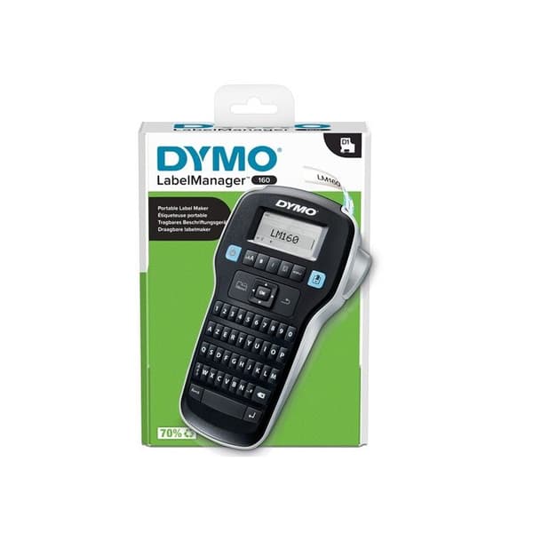DYMO Etikettmaskin LabelManager 160, Bärbar etikettutskrift med självhäftande etiketter, AZERTY-tangentbord