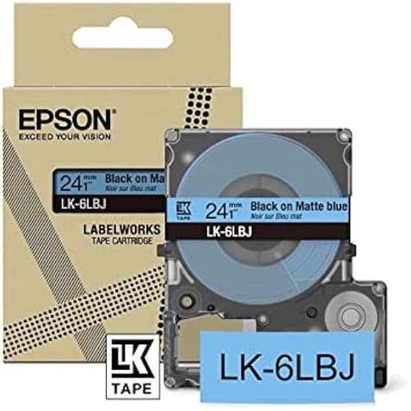 Etikettband - EPSON - LK-6LBJ - Matt blå/svart - 24 mm - Kompatibel med LW-C610 och LW-C410