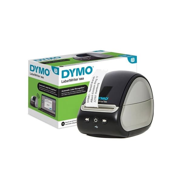 DYMO LabelWriter 550, bläckfri etikettskrivare, automatisk etikettigenkänning, lätt att använda på PC och Mac Svart, Grå