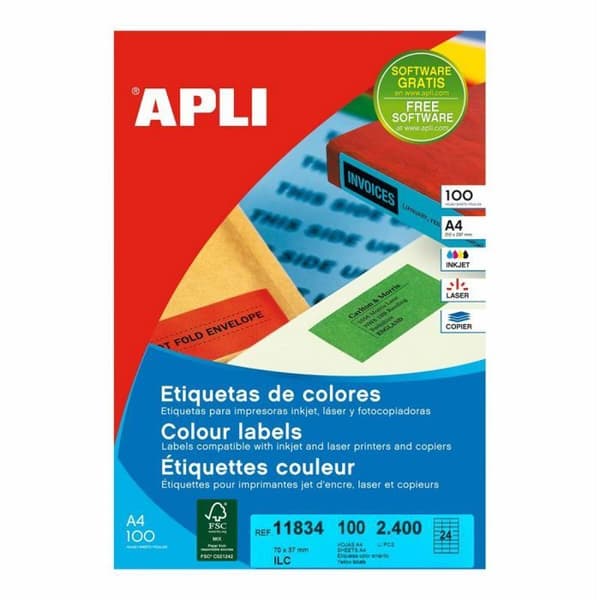 Professionell etikettmaskin - titrator Apli - 9136an - 11834 Permanenta gula etiketter 70,0 x 37,0 mm 100 ark