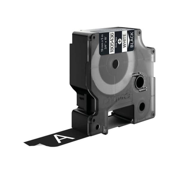 DYMO Rhino - Industriella vinyletiketter 19 mm x 5,5 m - Vit på svart