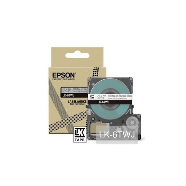 Etikettetikett - EPSON - LK-6TWJ - Transparent matt/Vit - 24mm - Kompatibel med LW-C610