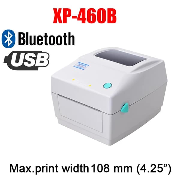 4-tuumainen lämpötulostin, USB- ja Bluetooth-yhteys, 203 DPI -resoluutio,EU-pistoke, 460B Bluetooth