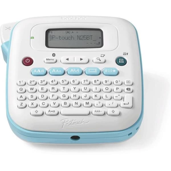 Kontorsetikett - BROTHER - PT-N25BT - Bluetooth - Anslutbar till smartphone - Hem- och kontorsorganisation Blå, Vit