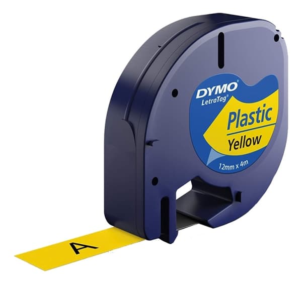 DYMO LetraTAG plasttape, gul, 12 mm, 4 m (91222)