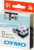 Miniatyrbild 2 av 2: DYMO D1 märktejp standard 12mm, svart på transparent, 7m rulle (45010)