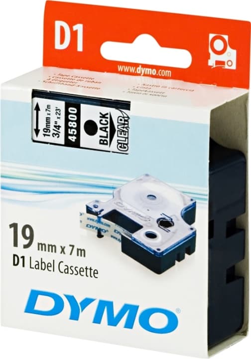 DYMO Ribbon S0720820 45800 19mm Black on Clear