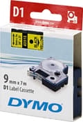 Miniatyrbilde 1 av 2: DYMO D1 etikettbånd standard 9 mm, svart på gul, 7 m rull (S0720730)