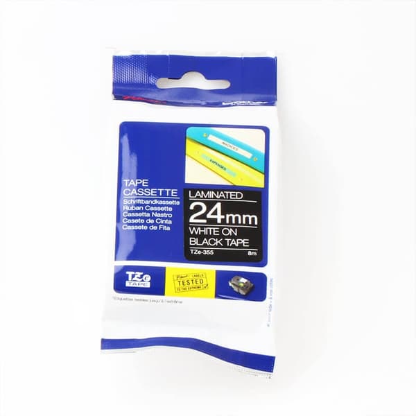 Brother Tape TZE-355 24mm Vit på Svart