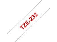 Tape BROTHER TZE232 12mm röd på vit