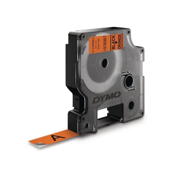 Tape DYMO Durable D1 12mm svart på ora.