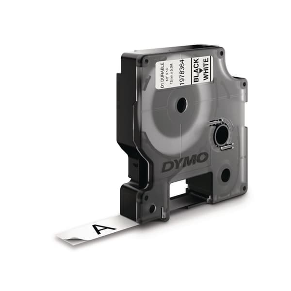 Tape DYMO Durable D1 12mm svart på vit