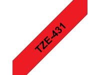Tape BROTHER TZE431 12mm svart på röd
