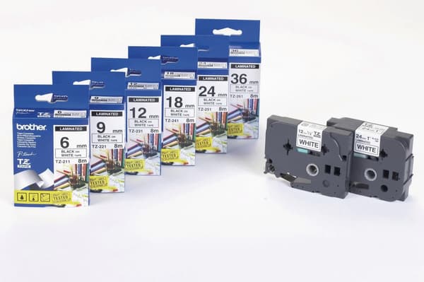 Tape BROTHER TZE241 18mm svart på vit