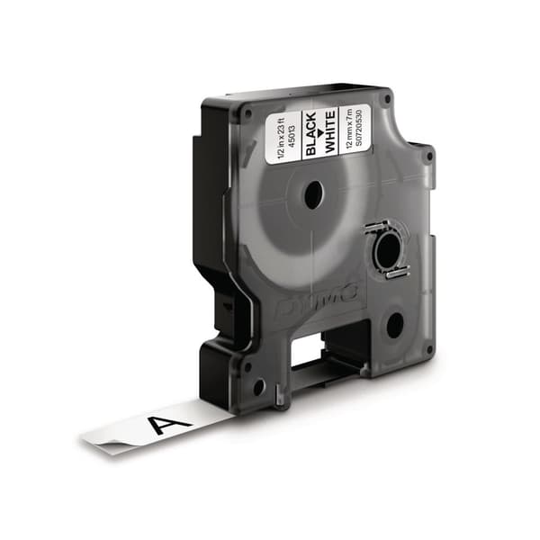 Tape DYMO D1 12mm svart på vit 10/fp