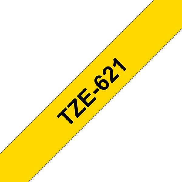 Tape BROTHER TZE621 9mm svart på gul