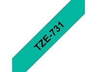 Tape BROTHER TZE731 12mm svart på grön