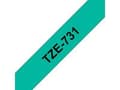 Miniatyrbild 3 av 3: Tape BROTHER TZE731 12mm svart på grön