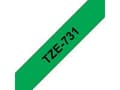 Miniatyrbild 1 av 3: Tape BROTHER TZE731 12mm svart på grön