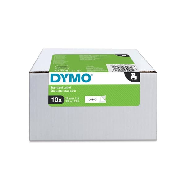 Tape DYMO D1 19mm svart på vit 10/fp