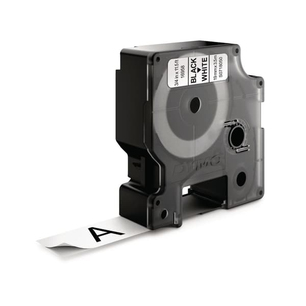 Tape DYMO D1 19mm nylon svart på vit