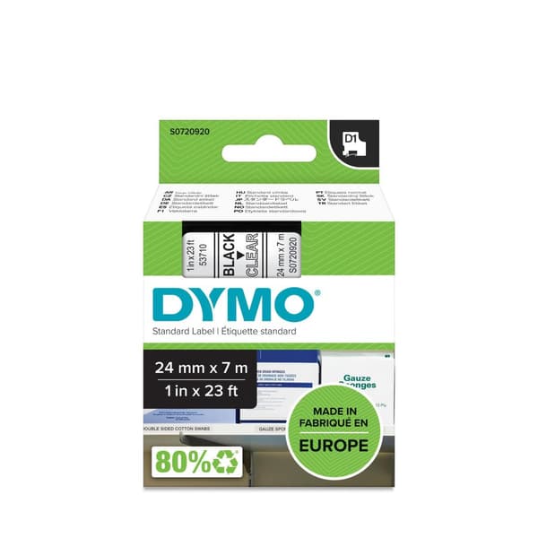 Tape DYMO D1 24mm svart på klar