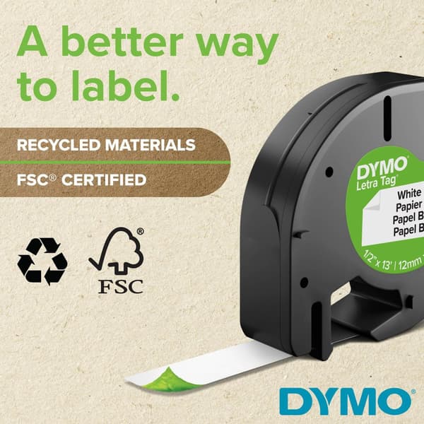 Tape DYMO LetraTag 12mm svart på grön