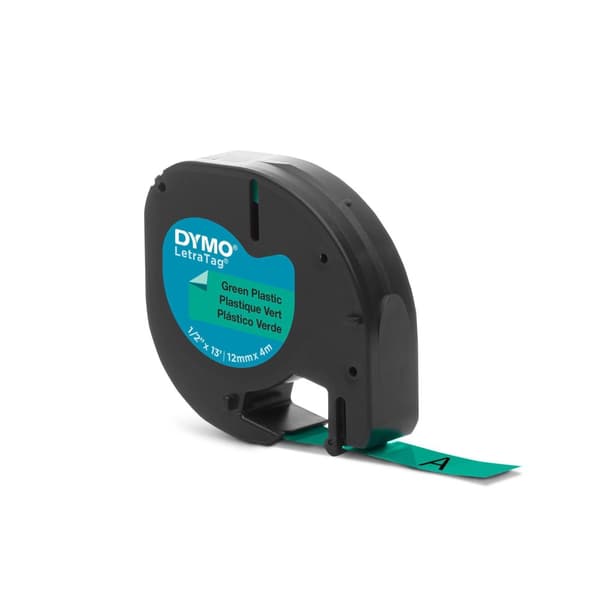 Tape DYMO LetraTag 12mm svart på grön