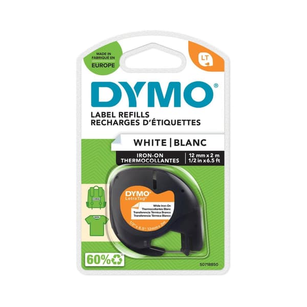 Tape DYMO LetraTAG Iron on svart på vit