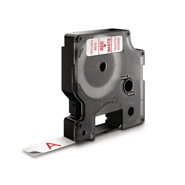 Tape DYMO D1 12mm röd på vit