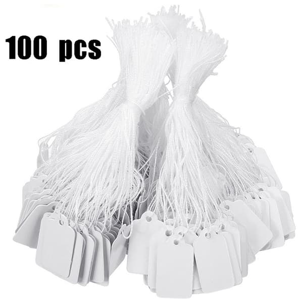 INF Presentetiketter, Etiketter i Papper med snöre Vit 100 st