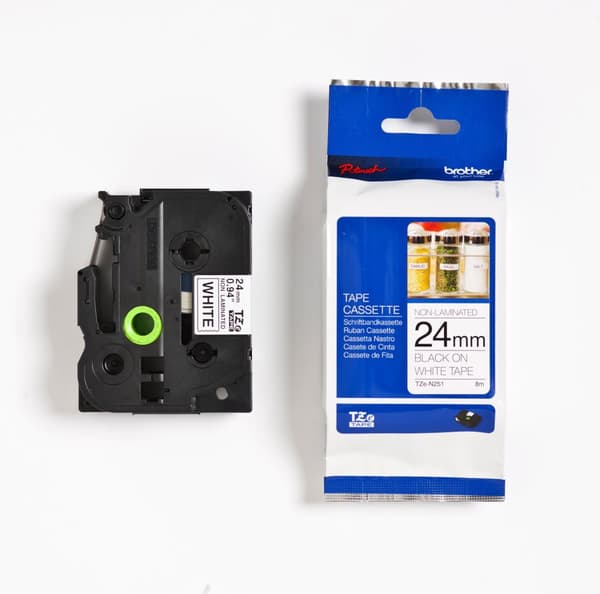 Tape BROTHER TZEN251 24mm Svart på Vit