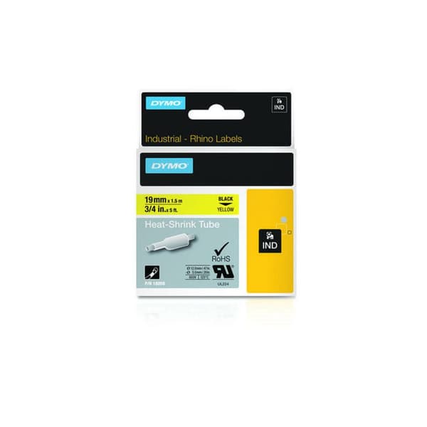 Laminerat Band till Etikettskrivare Dymo 19 mm x 1,5 m Svart Gul (5 antal)