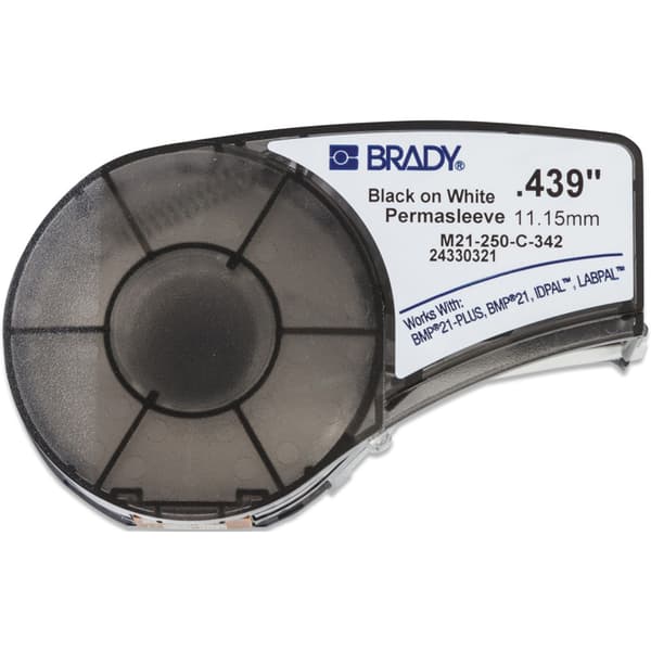 Brady M210 Krymp 11,15mm Sort på Hvit