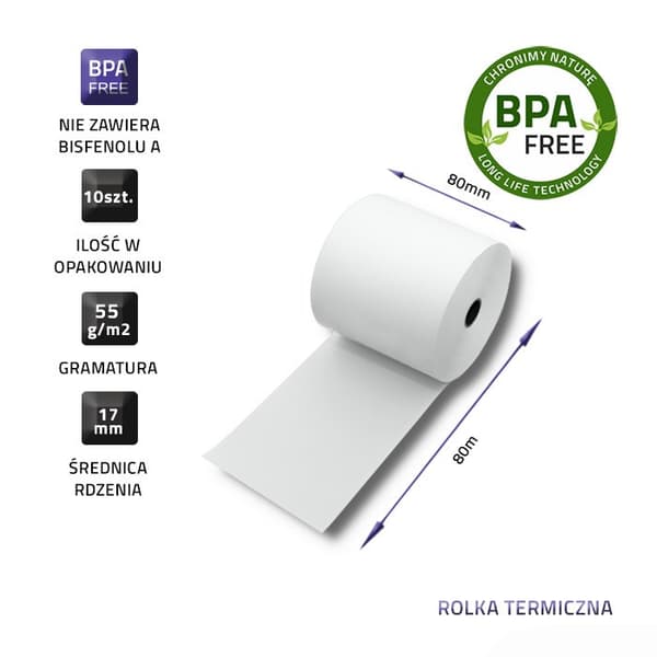 Qoltec 51892 Termorulle 80 x 80 | 55g/m2 | 10 st | fri från BPA