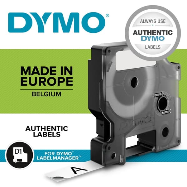 DYMO D1 Standard - Sort på hvid - 9mm