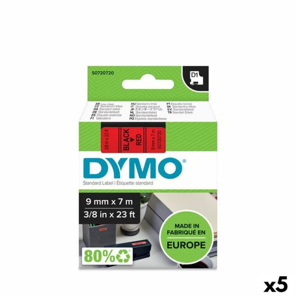Lämmönsiirtonauha Dymo D1 40917 7 m Musta/Punainen (5 osaa)