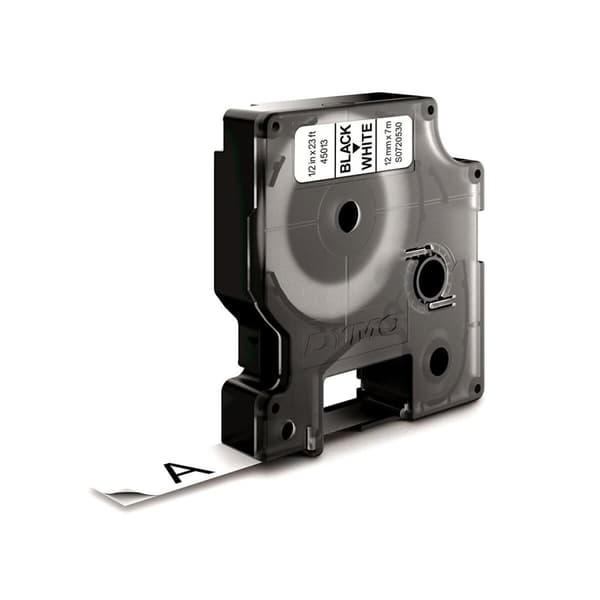 Laminoitu teippi tarrakoneelle Dymo D1 45013 12 mm LabelManager™ Valkoinen Musta (5 osaa)