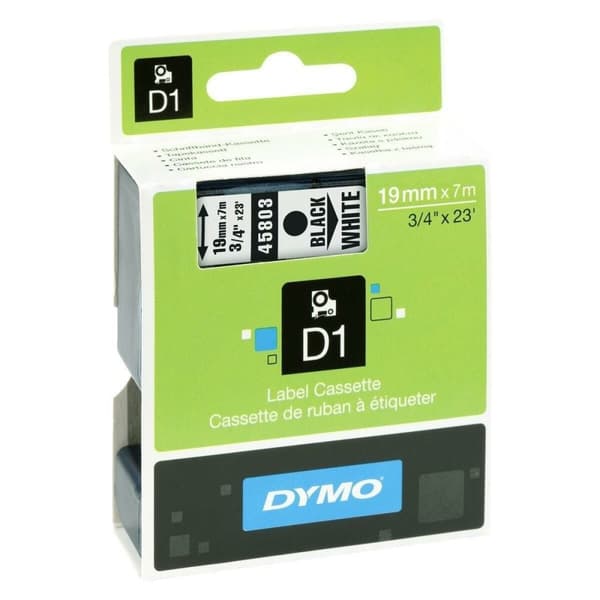 Laminerat Band till Etikettskrivare Dymo D1 45803 LabelManager™ Vit Svart (5 antal)