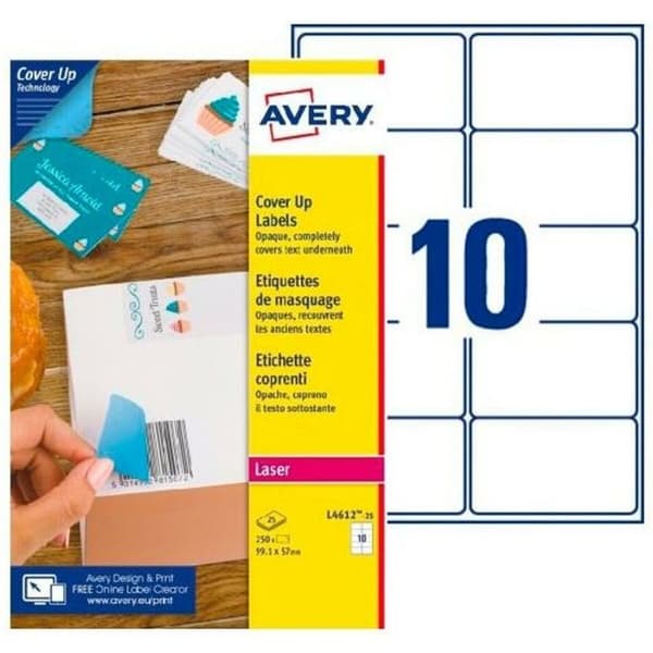 Etiketter till Skrivare Avery L4612 Vit 25 Blad 99,1 x 57 mm (5 antal)