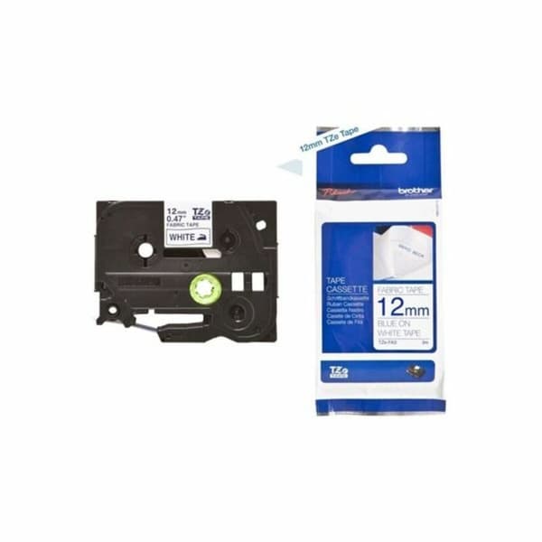 Laminoitu teippi tarrakoneelle Brother TZe-FA3 Sininen/Valkoinen 12 mm x 3 m Sininen Valkoinen 12 mm