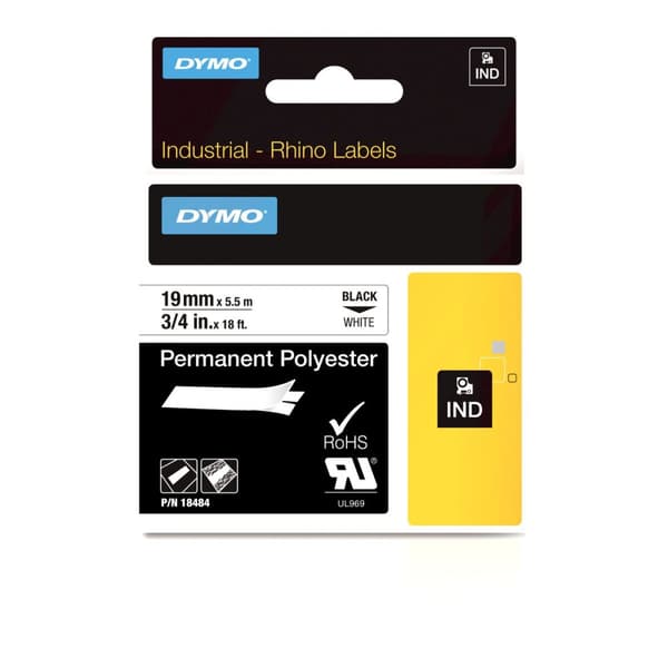 Lamineret tape til mærkningsmaskiner Dymo 18484 Hvid Multifarvet Sort/Hvid 24 mm