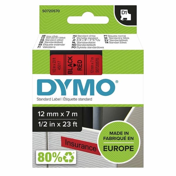 Laminerat Band till Etikettskrivare Dymo LM D1 Svart/Röd