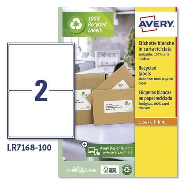 Etiketter till Skrivare Avery LR7168 Vit 100 Blad 199,6 x 143,5 mm (5 antal)