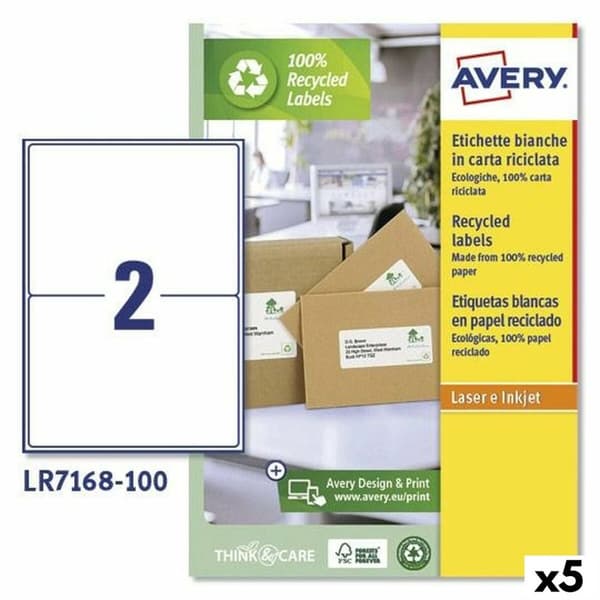 Etiketter till Skrivare Avery LR7168 Vit 100 Blad 199,6 x 143,5 mm (5 antal)
