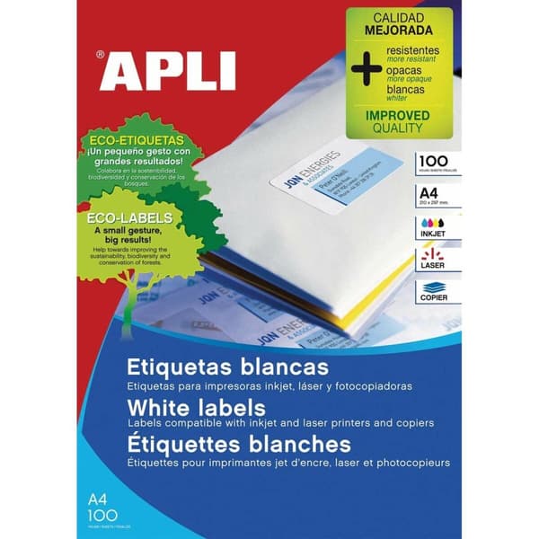 Självhäftande etiketter Apli 01263 Vit