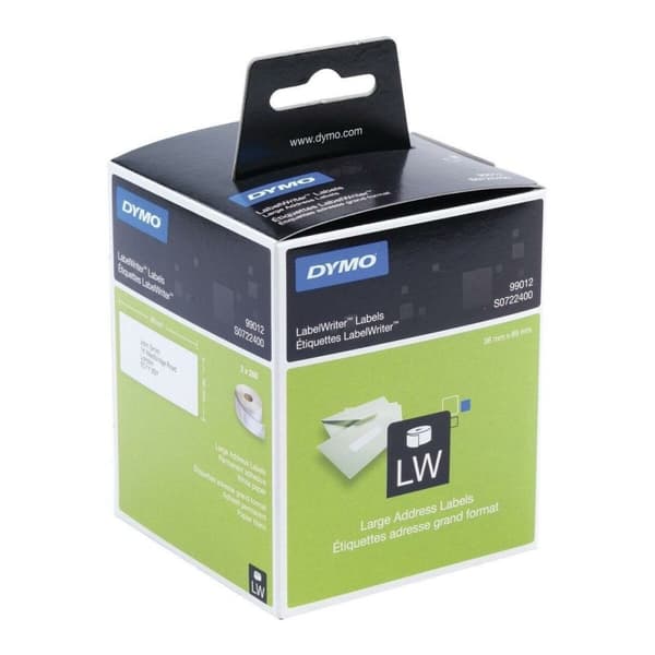 Printer labels Dymo 99012 LabelWriter™ 36 x 89 mm Hvid Sort