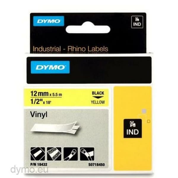 Lamineret tape til mærkningsmaskiner Rhino Dymo ID1-12 12 x 5,5 mm Sort Gul Lim Auto bindemidler (5 enheder)