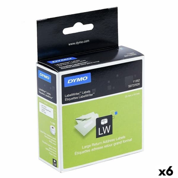 Printer labels Dymo 500 Dele 25 x 54 mm Hvid Sort (6 enheder)