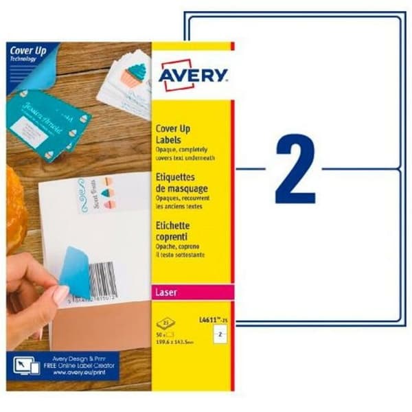 Printer labels Avery L4611 Hvid 25 Ark 199,6 x 143,5 mm (5 enheder)